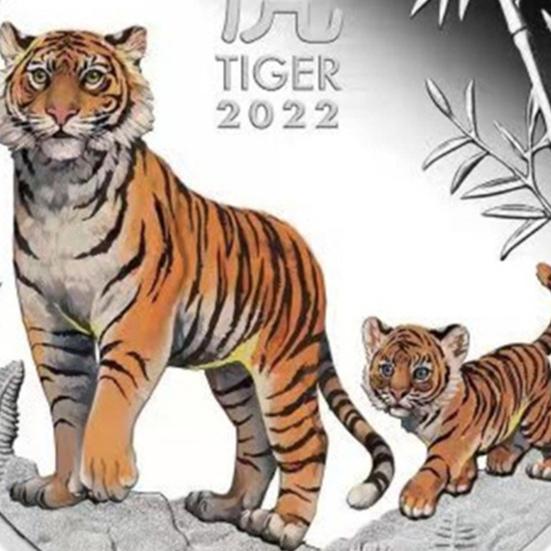 Moneda Conmemorativa 2022 Decorativa Patrón de Tigre Acero Excelente Regalo Hermosa Moneda para Fiesta