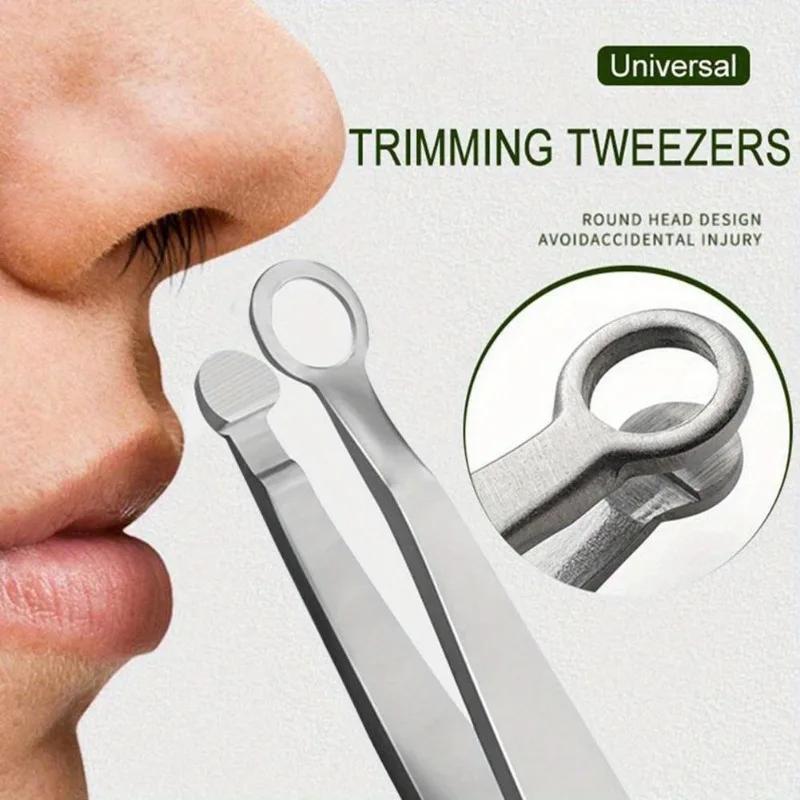 1-Pack Stainless Steel Press-Type Circular Nose Hair Clipper / Tweezers - Portable Nose Hair Trimmer
