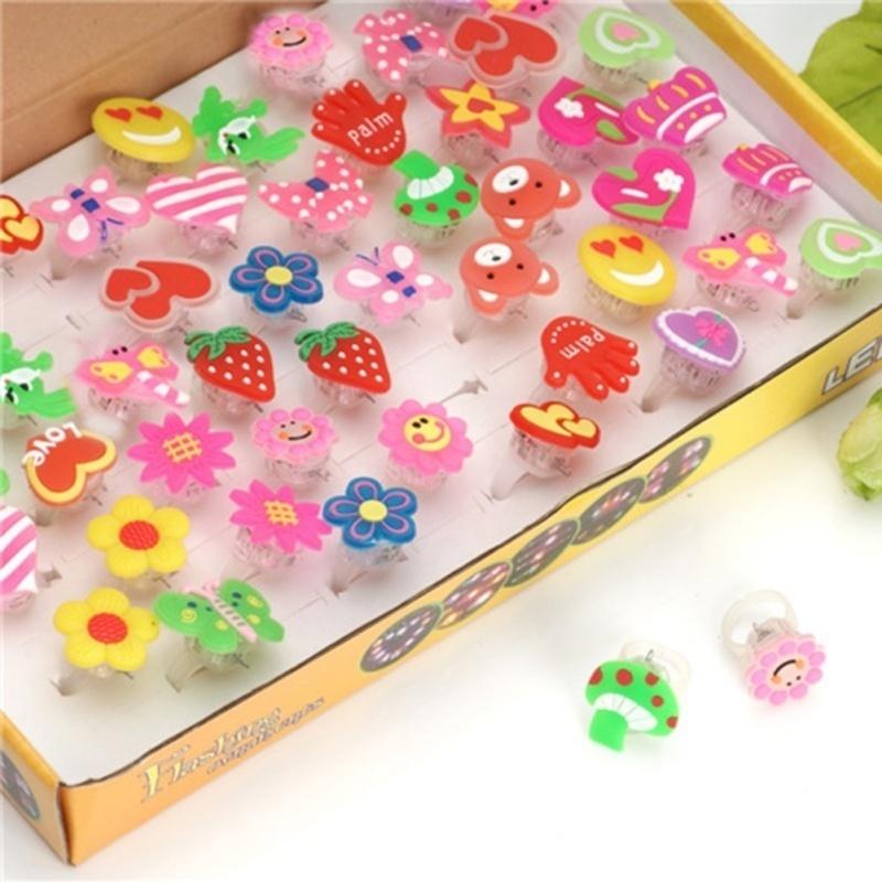 5 PCS Cartoon Finger Ring Toy, LED Flashing Light Toy for Kids Birthday Party Favors,animal and Frui