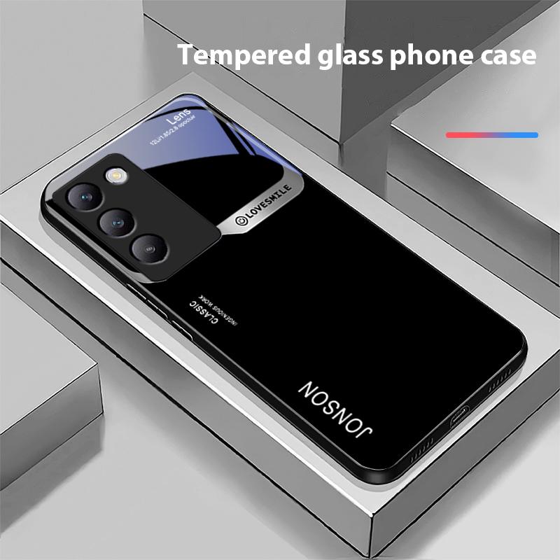 Large Window White For Y72 33S 11 03 36 96 Lite 35 16 Iqoo 12 V40 SE 5G 29 40 21 30 X80 Pro Vivo Tempered Glass Phone Case Black