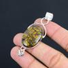 Sterling Silver Oval Fruit Jasper Gemstone Wife Engagement Boho Pendant Jewelry