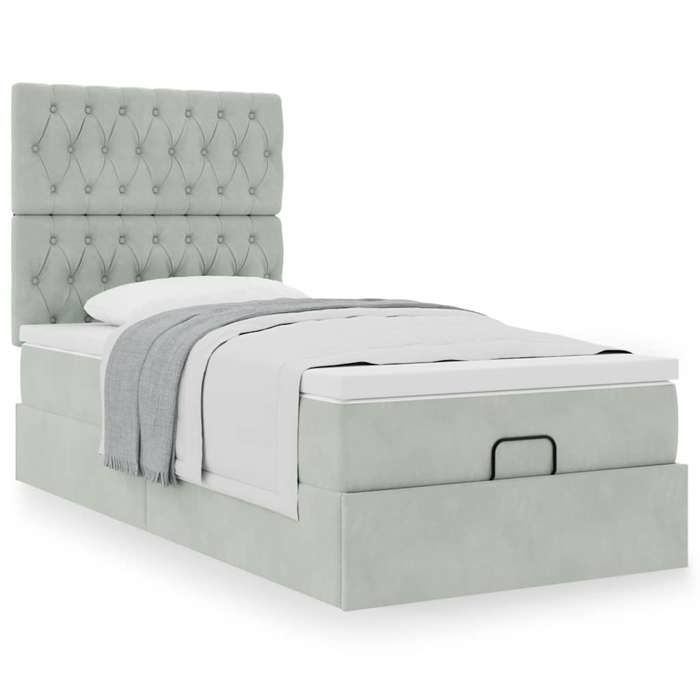 Maison Exclusive - Cadre de lit ottoman avec matelas gris clair 80x200 cm velours