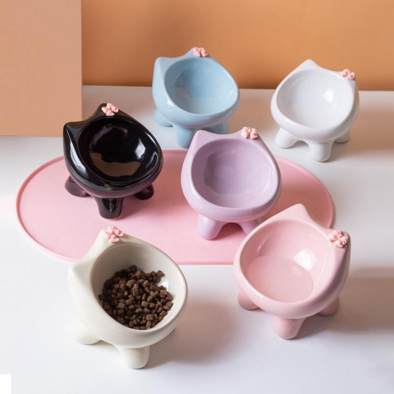 1pcs Super cute cat bowl ceramic cat bowl dog bowl cat rice bowl cat eating bowl cat food bowl cat basin pet supplies