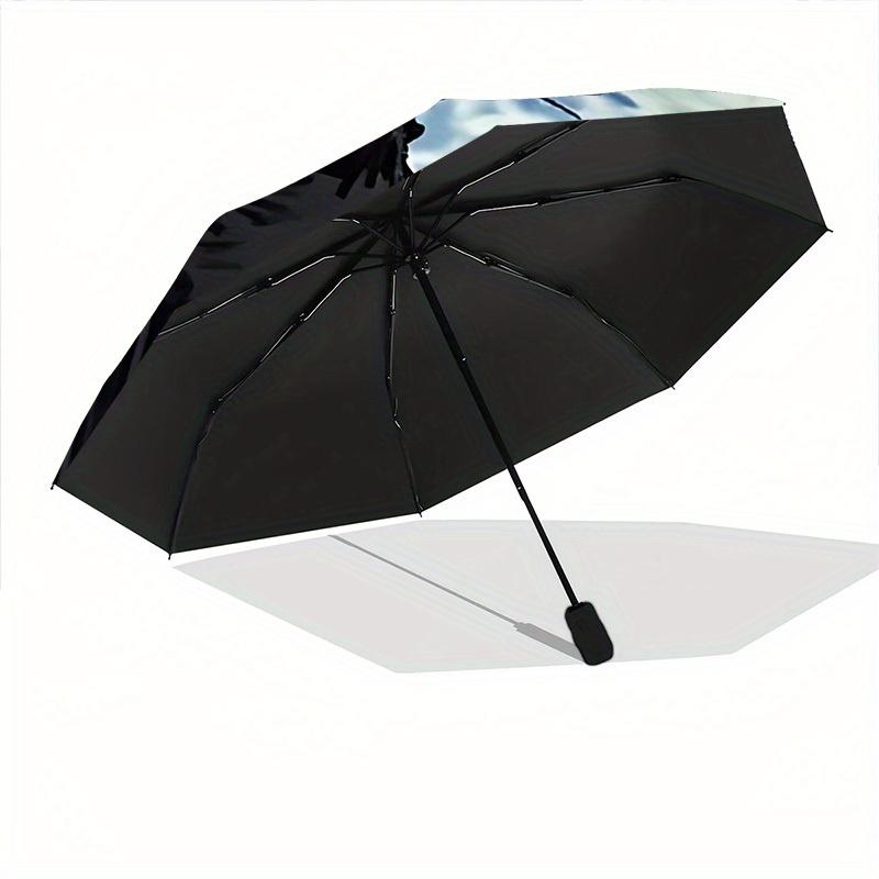 1pc Night Cat Automatic Folding Umbrella, 8-Rib Sturdy Canopy, Portable Travel Umbrella for Outdoor Use,083
