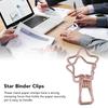 100pcs Star   Clips Cute Cartoon Hollow Strong Clamping Force Sturdy Metal Paper Clamps for   Account Tickets