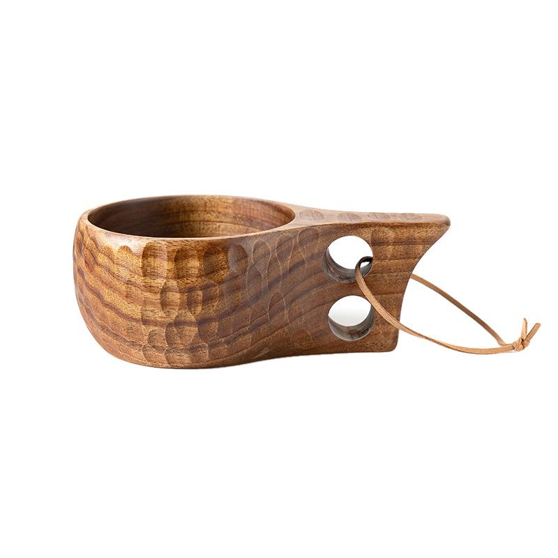 Akazienholz Milchtasse Frühstückstasse Schildkrötenpanzer Finnische Tasse Camping Praktische Tasse Tragbare Outdoor-Tasse Dropshipping Bushcraft