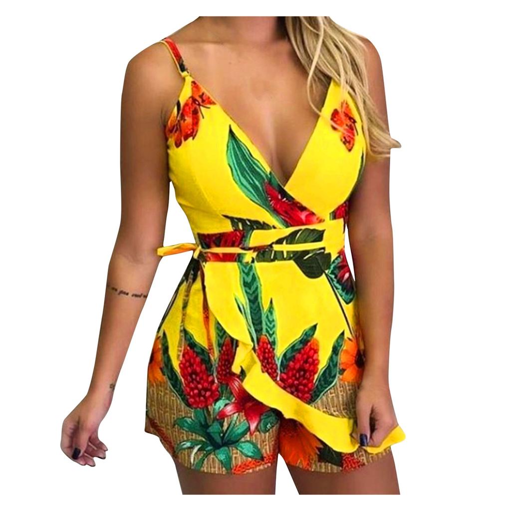 Women Sleeveless Sequins Sexy Trade Printed Casual Slim Jumpsuit