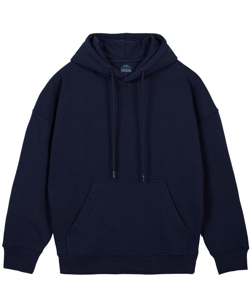 Basic Oversized Wide Shoulder Hoodie_Navy