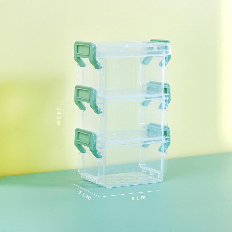 3vrstvý průhledný úložný box s magickými přezkami, dokončovací box, stolní drobnosti, přenosný úložný box, organizér na šperky