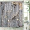 Grey Fashionable Golden Marble Patterned Bathroom Shower Curtain Waterproof