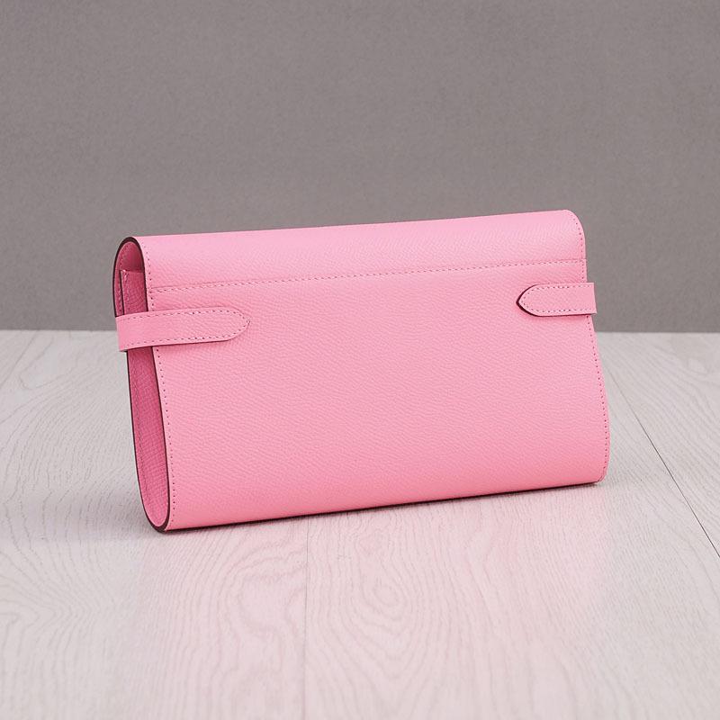 Cartera larga elegante de piel de vaca con estampado de palmeras para mujer