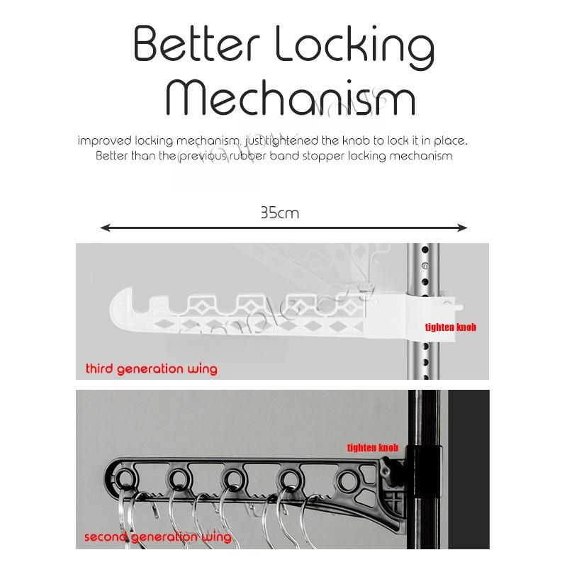Adjustable Clothes Drying Hanger Rack with Floor To Ceiling Tension Pole High Capacity Laundry Pole Hanger