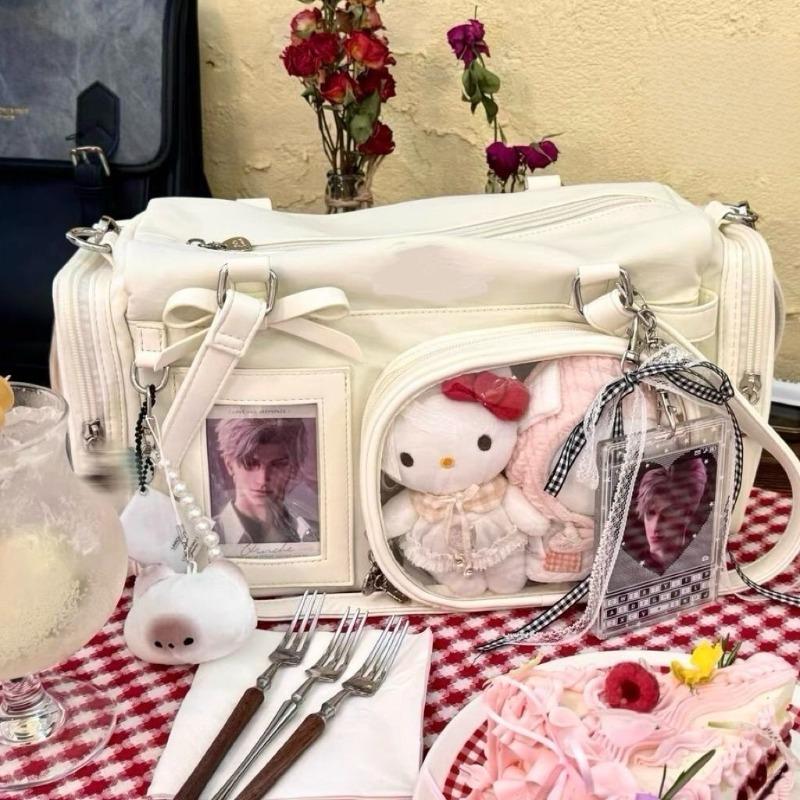 Original Two-dimensional Baby Bag, Girls' Transparent Tote Bag, Commuting Large-capacity Shoulder Messenger Bag, Boston Pain Bag Tide