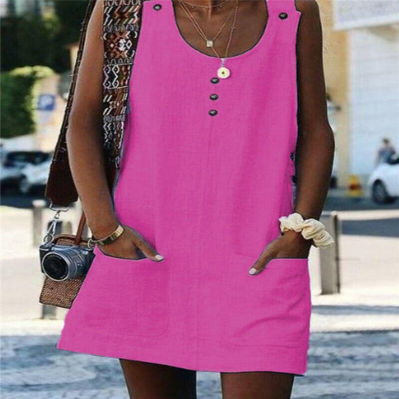 Beautifully Crafted Women Dress With Sleeveless Design And Convenient Pocket