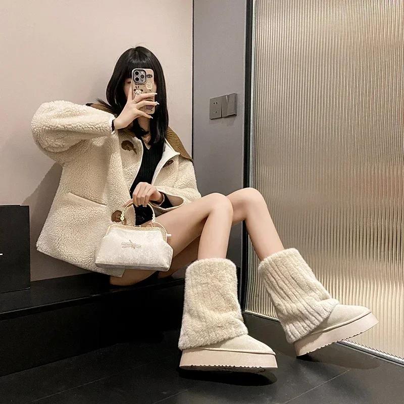 Fashion New Winter Snow Boots Women's Thick Sole Fur Integrated Short Boots with Plush and Thickened Anti Slip and Warm Cotton Shoes