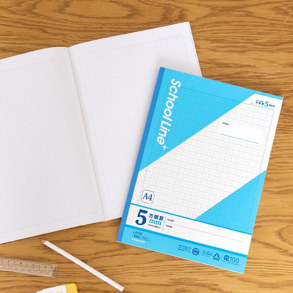 Kyokuto School Line Plus 5mm LAPP5B05T Notebook, Grid, A4, Blue, 5-Pack,