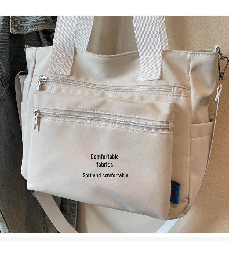 Women's Large Capacity Waterproof Nylon Handbag - Multi-layer, Fashionable Lightweight Tote for Middle-aged Moms