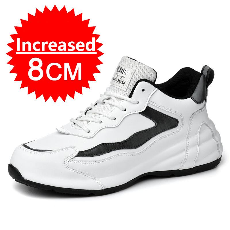Men Breathable Elevator Shoes Height Increase Sneakers for Men 10cm Sports Casual Invisible Inner Heightening 6/8cm White Shoes