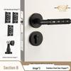 Black Knurled Magnetic Silent Door Handle with Lock for Bedroom Wood Doors