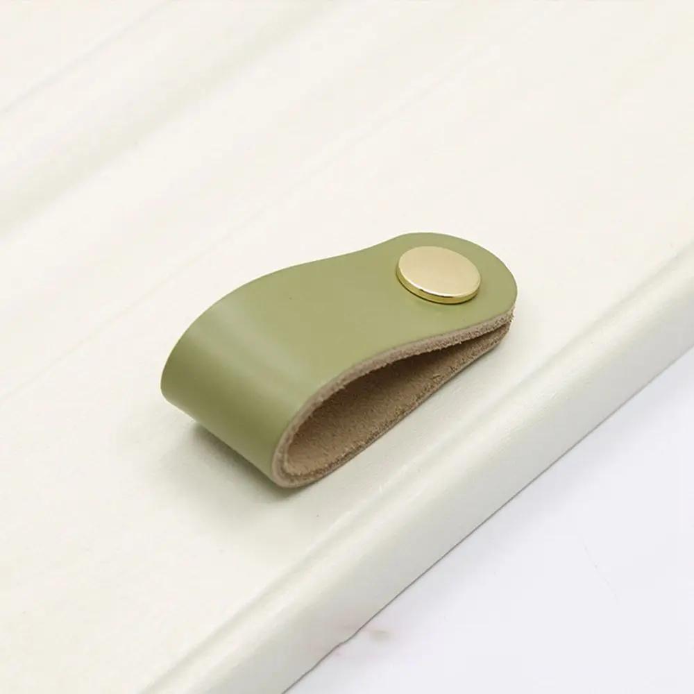 Artificial Leather Nordic Kitchen Wardrobe Cabinet Environmentally Soft Drawer Handle Leather Handle Door Pulls Furniture Knobs