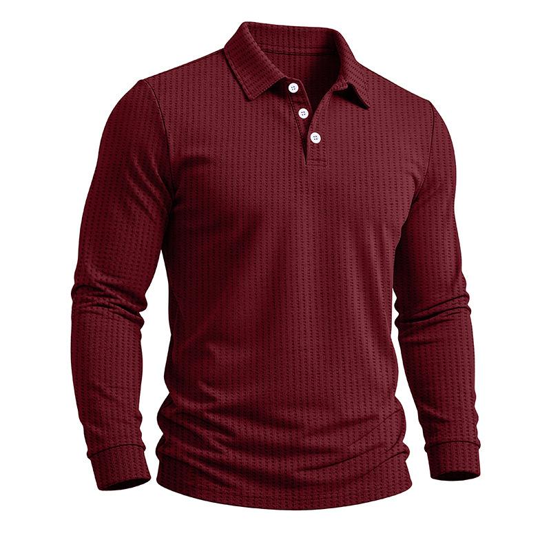 Men's Long Sleeve Turn Down Collar Polos Business Casual Solid Color Pull On Polo Shirts Men Classic Style Tees Tops