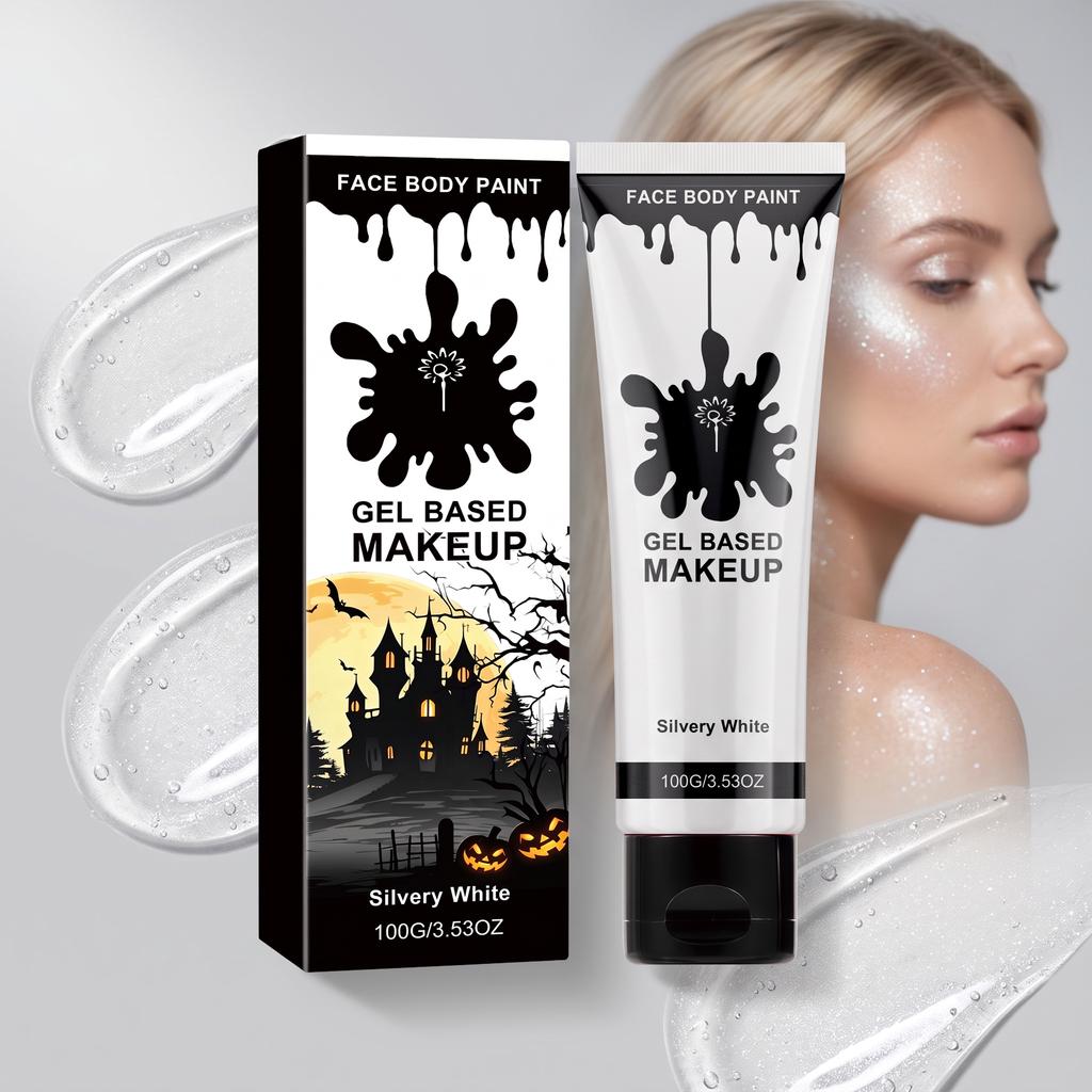 Halloween Body Paint (White), Natural Easy Apply Pearl Glow Body Face Paint