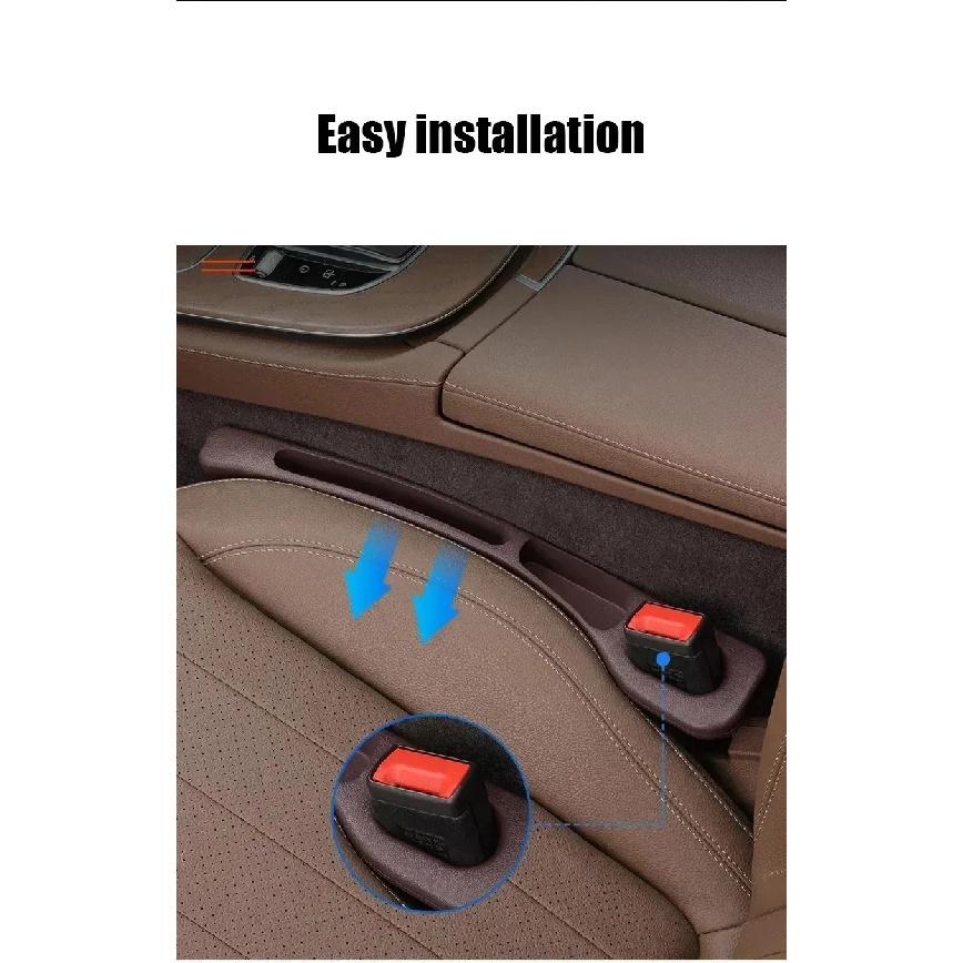 2Pcs Car Seat Gap Filler Organizer PU Waterproof Universal Car Seat Gap Anti-leak Stopper Strip 2Slot Seat Gap Storage Organizer