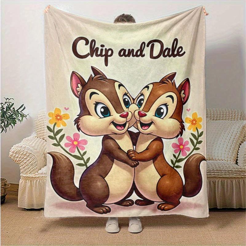 1pc, Chip and Dale Cartoon Blanket, Seasonal Universal Home Decoration Blanket, Throw, for Decorating Your Own Sofa and Living Room, Super S