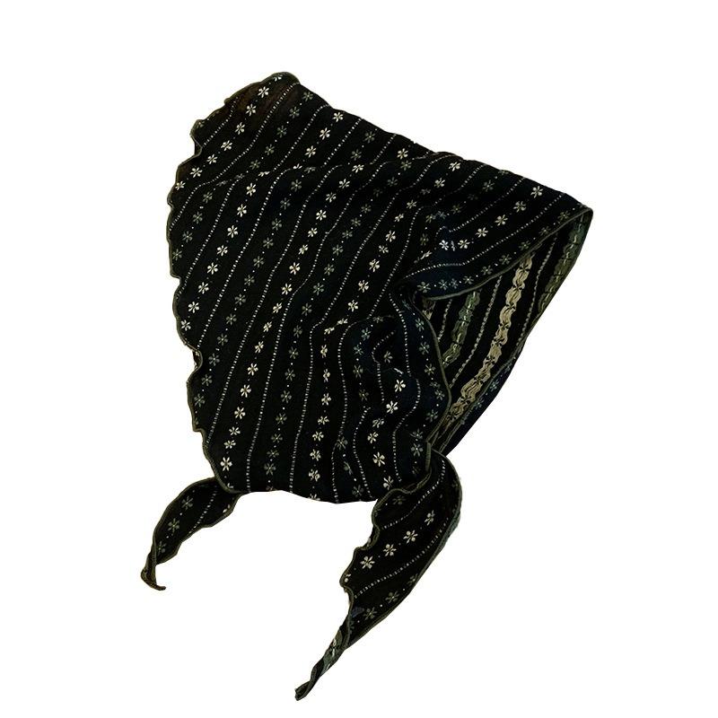Triangle scarf scarf women's spring and summer new cotton and linen floral headband versatile bag head scarf headband women's silk scarf