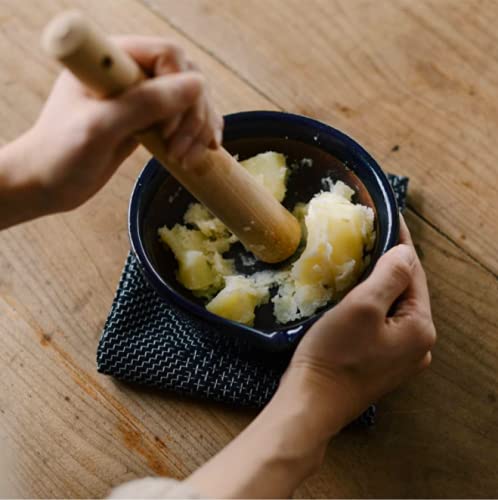 Kamoshika Douguten Large Mortar and Pestle, Made in Japan, Banko Ware Ceramic, Flat Bottom (Large Mortar and Pestle (Black))