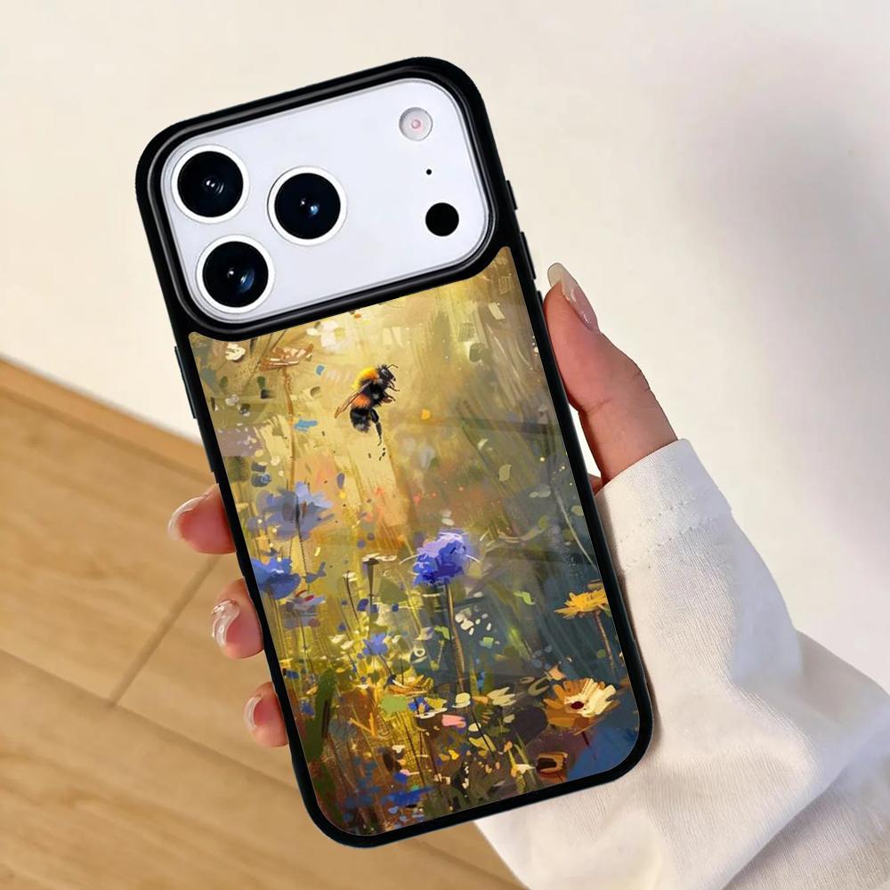 Oil Painting Boho Flower Art Mobile Phone Case for IPhone 17 AIR 16pro Max 15 14 13 12 11 Bumper Cover