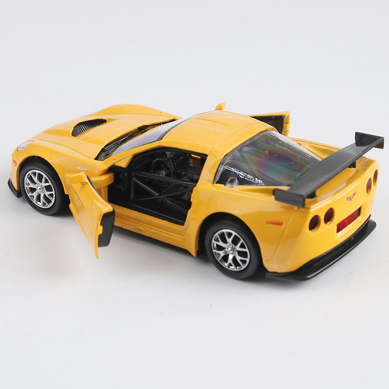 Mașină de jucărie Chevrolet Corvette C6-R 1/36, model de jucărie pentru copii, RMZ CiTY, curse turnate sub presiune, miniatură, trage înapoi, cadou de colecție pentru copii și băieți