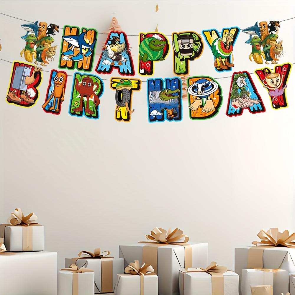 1Set Italian Brainrot Theme Bunting Happy Birthday Flags Decorations Girls Boys Favors Hanging Banner Gift Party Decora Supplies