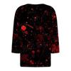 Damesmode Casual Halloween Print V-hals Korte Mouw Decoratieve Knop Driekwart Mouw T-shirt Top