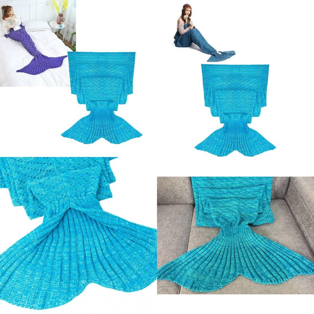 Kids Mermaid Tail Blanket With Pure Color Design And Acrylic Material For Cozy Comfort