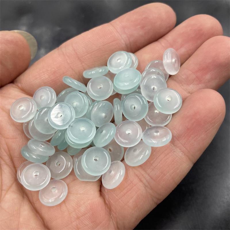 10mm Bashan Green Jade Spacer Beads - DIY Jewelry Accessories, Safety Buckle Loose Beads