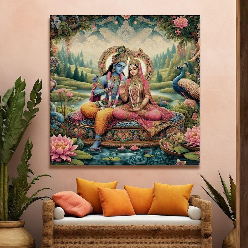 Tapestry Indian Traditional Art of Radha Krishna 75x100