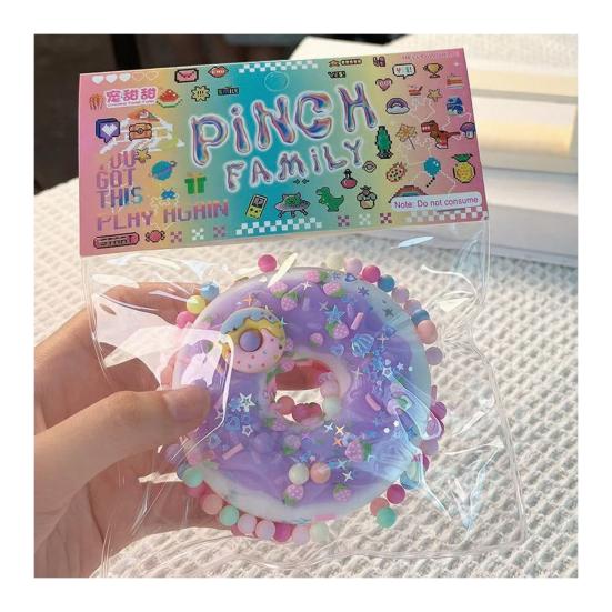 Simulation Doughnut Squeeze Toy Stress Relief Sequin Donut Pinch Sensory Toy Simulated Dessert Fidget Toy Students Office Workers Gift