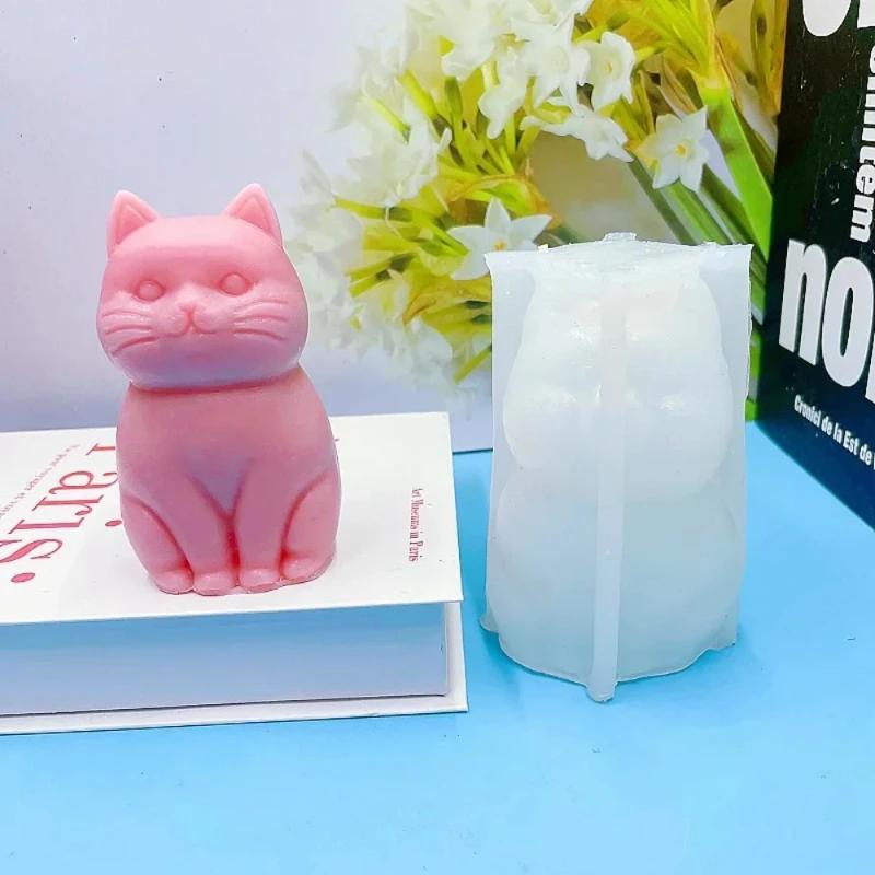 3D dicke Katze Tier Silikon Kerzenform DIY Süße Kätzchen Gipsform Aromatherapie Seifenherstellung Werkzeug Handgemachte Geschenke Heimdekoration