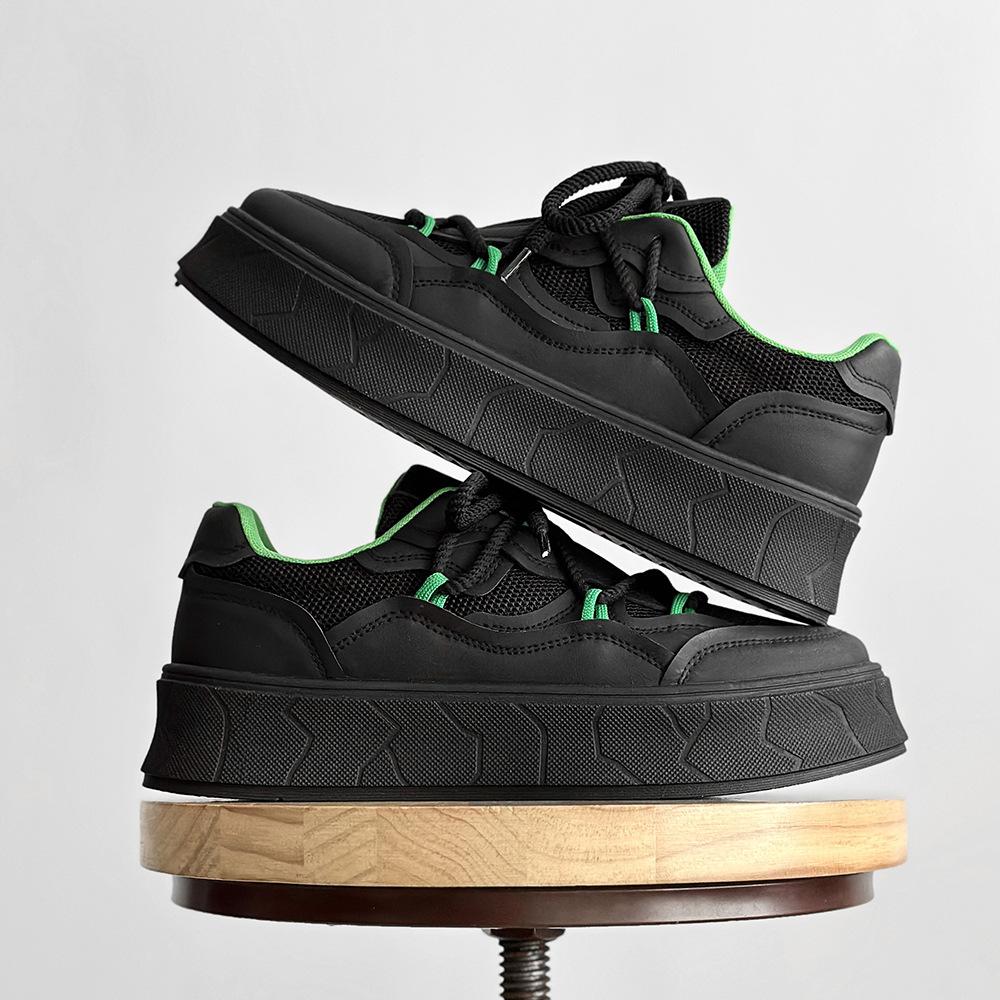 

Men s shoes 2025 new spring heightening thick-soled mesh breathable non-slip board shoes student youth sports and leisure trendy shoes 39