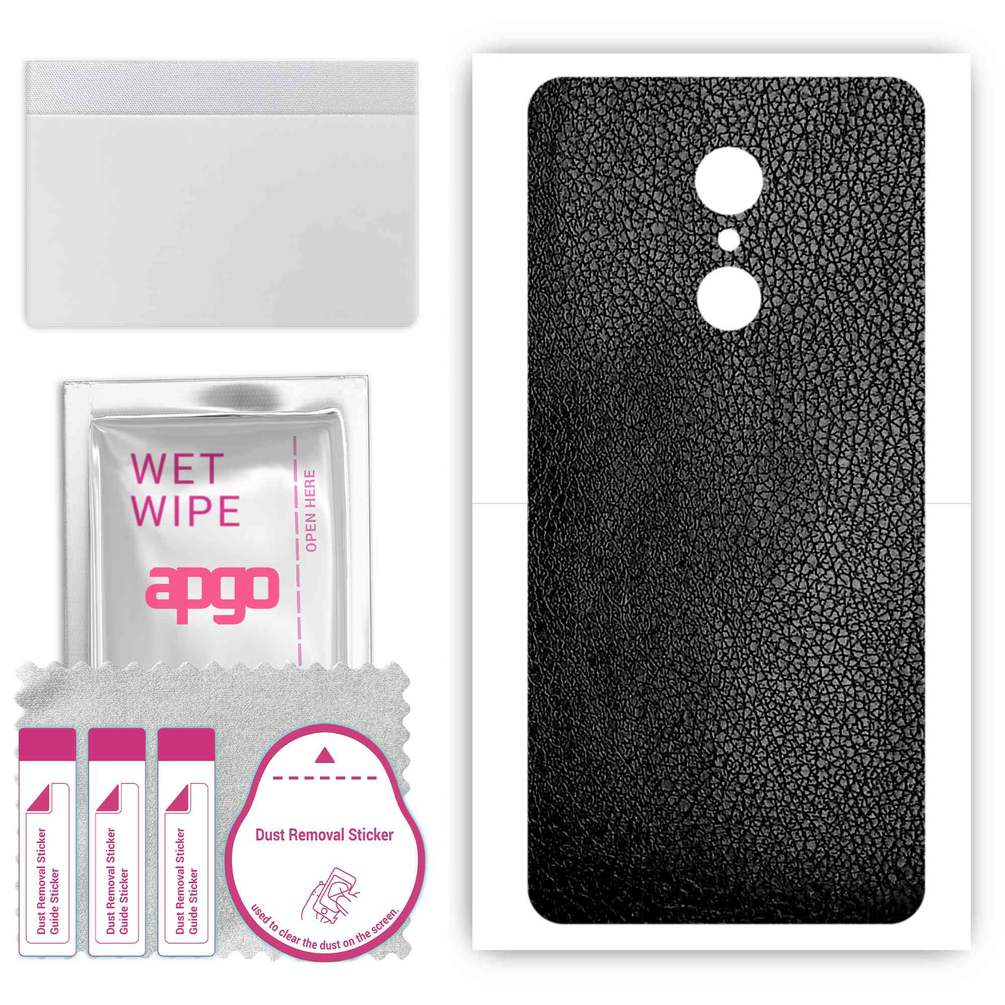 

Apgo Protective Skin Sticker для задньої панелі, сумісний із Xiaomi Redmi 5, Wrap Film, Foil, Vinyl - Pattern Black Leather