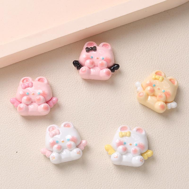 10Pcs Models Resin Cute Cartoon Rabbit Wings Series Scrapbook Diy Jewelry Hair Clips Phone Case Ornament Accessories A56