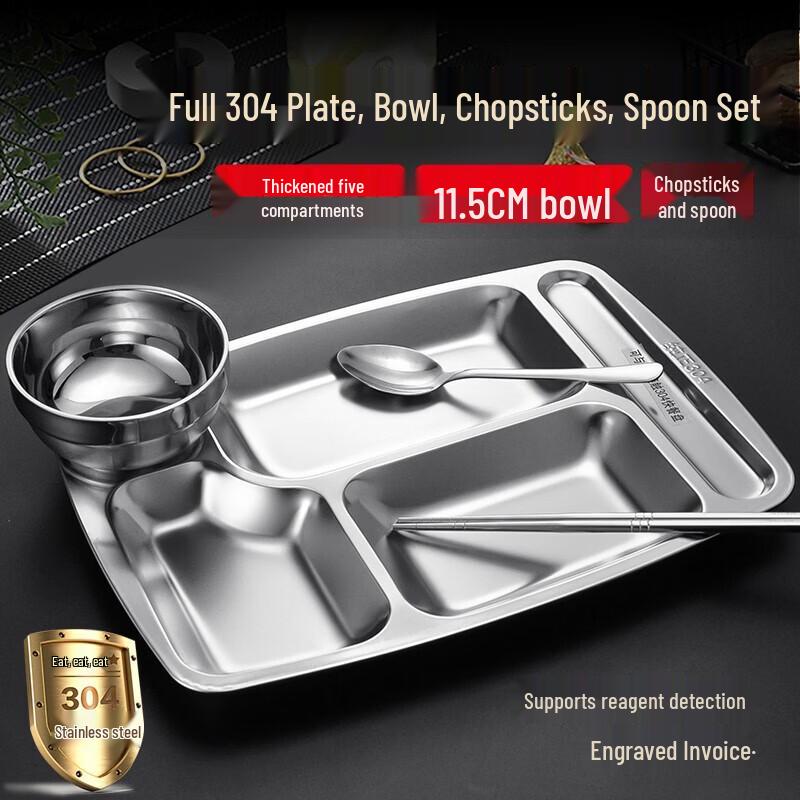 

Stainless Steel Divided Lunch Plate Set