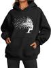 Women's Fall/Winter Warm Printed Oversized Fleece-Lined Hoodie Women's Fashion Hoodie Female Winter Sweatshirt