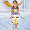 Summer Explosions Children's Suit Women's Korean Stripe Suit Big Children's Daisy T-shirt + Pants