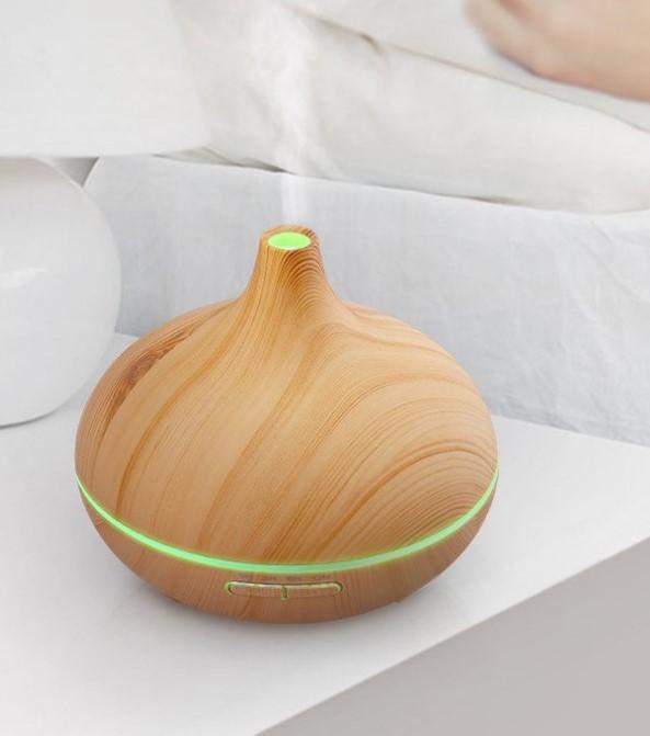 High Quality 400ml Aromatherapy Essential Oil Diffuser Wood Grain Remote Control Ultrasonic Air Humidifier with 7 Colors Light