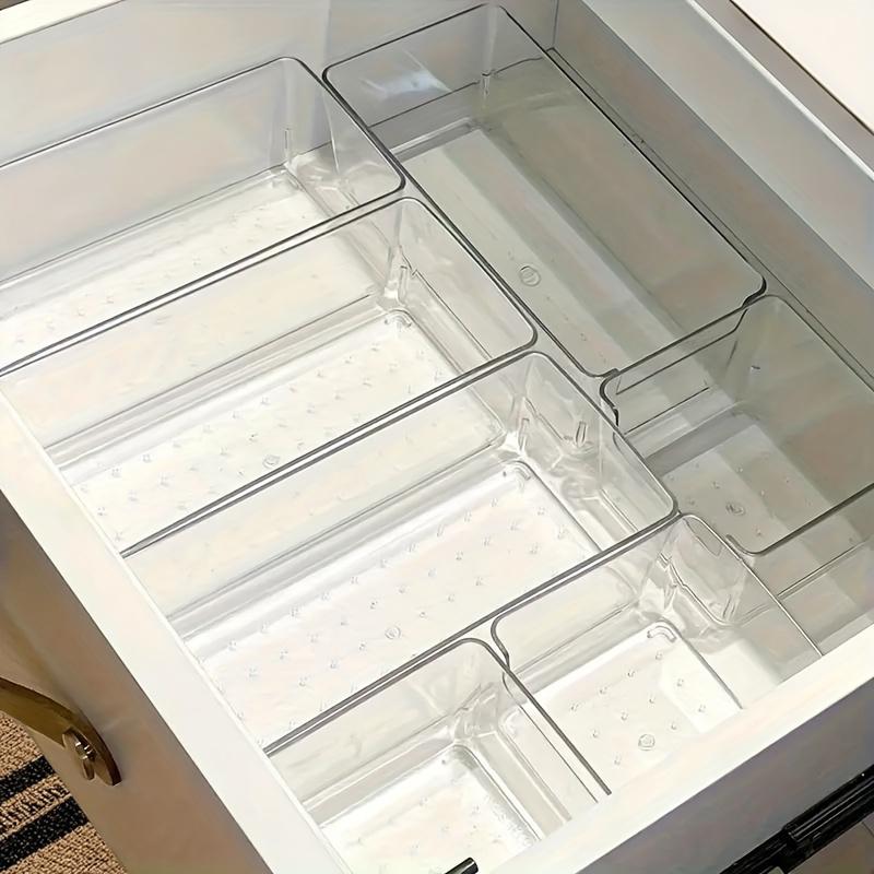 7 pieces transparent plastic cosmetics storage box set - stackable drawer dividers чистый