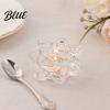Multi-layered Lotus Candle Holder Crystal Flower Tealight Holders Glass Tea Light Candlestick Decor Durable with Deep Grooved Plate Multifunctional