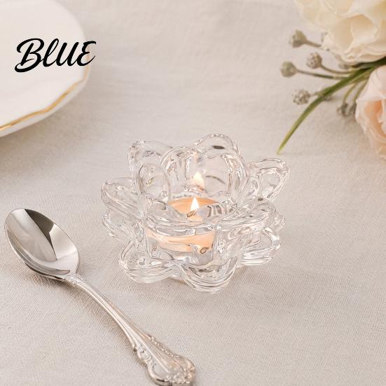 Multi-layered Lotus Candle Holder Crystal Flower Tealight Holders Glass Tea Light Candlestick Decor Durable with Deep Grooved Plate Multifunctional