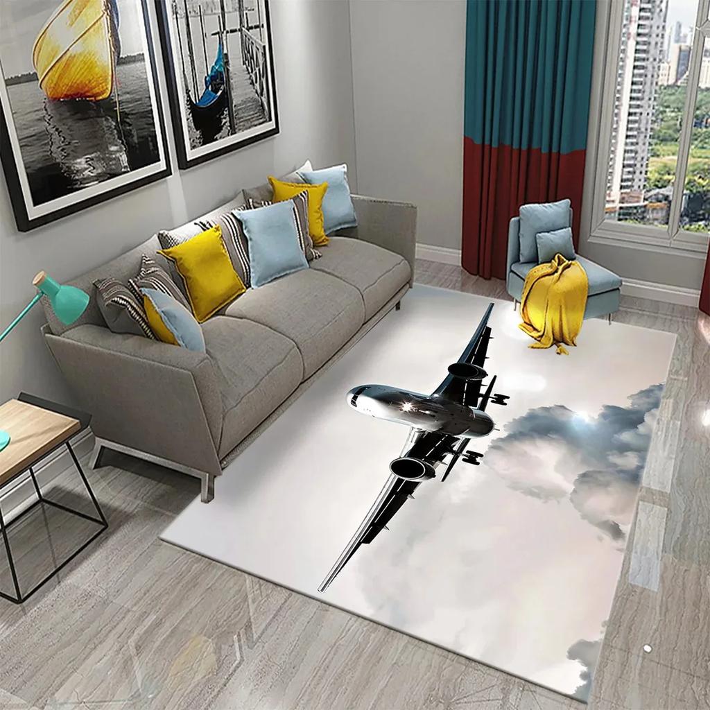 Airplane Carpet Sky Sunset Scene Area Mat For Kitchen Bathroom Entrance Door Anti-Slip Absorbent Mat Teens Bedroom Home Decor